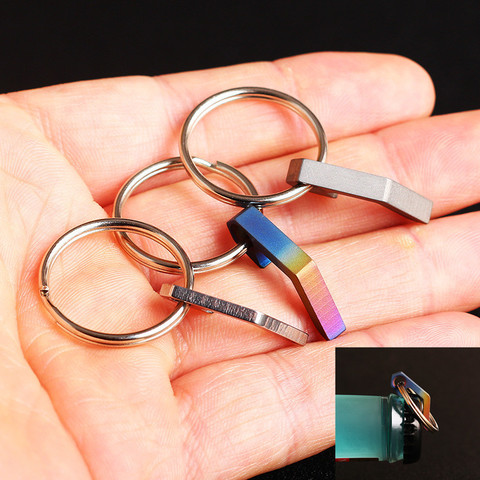 Mini Beer Bottle Opener with Keychain hard Titanium alloy outdoor camping Personal portable self-defense EDC Small Tool ► Photo 1/6