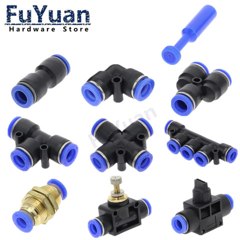 5pcs Pneumatic fittings PY/PU/PV/PE/PK/PM water pipes and pipe connectors direct thrust 4 to 16mm plastic hose quick couplings ► Photo 1/6