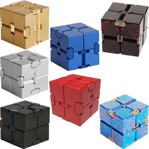 Kids Adults Mini Funny Aluminum Alloy Infinite Cube Puzzles Blocks Finger Office Flip Cubic Stress Anxiety Relief Children Toy ► Photo 1/6