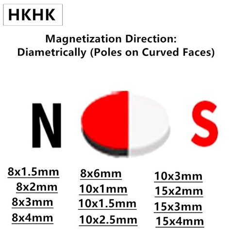 hall magnetic NdFeB Magnet 8x1.5 8x2 8x3 8x4 8x6 10x1.5 10x3 15x2 15x3 15x4 10x1 10x2.5 mm Diametrically Magnetized N45H ► Photo 1/6