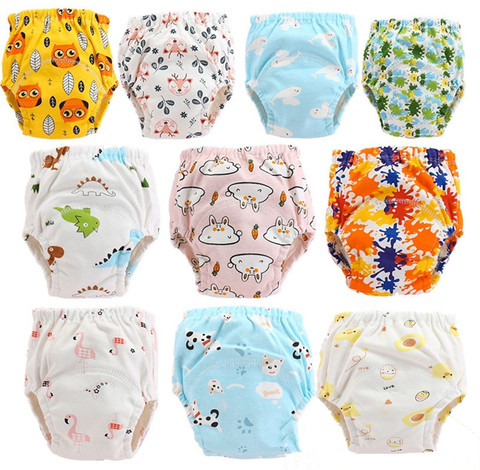 4pc/Lot  Baby Cotton Training Pants Panties Waterproof Cloth Diapers Reusable Toolder Nappies Diaper Baby Underwear ► Photo 1/6