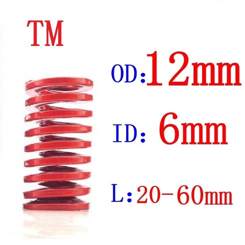 2Pcs Red spring (medium load) Spiral Stamping Compression Die Spring Outer Diameter 12mm Inner Diameter 6mm Length 20-60mm ► Photo 1/3