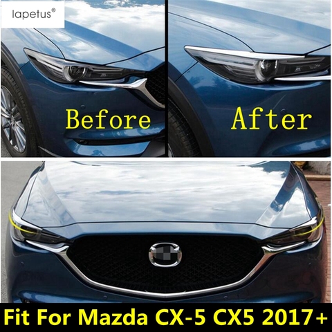 Lapetus Accessories Fit For Mazda CX-5 CX5 2017 - 2022 Front Head Lights Headlight Lamp Eyelid Eyebrow Molding Cover Kit Trim ► Photo 1/6