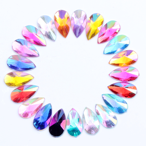 8x13mm-9x18mm Tear Drop Shape Acrylic Rhinestones 16 Colors Glue On Flatback Pointed Stones Beads For DIY Crafts Jewelry Making ► Photo 1/6