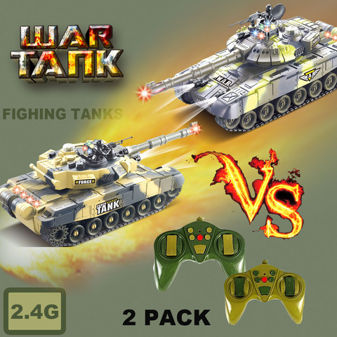 2 PACK RC tanks 2.4G Fighting Battle Tanks with LED Life Indicators Realistic Sounds Remote Control Boy Toys For Kids Children ► Photo 1/4