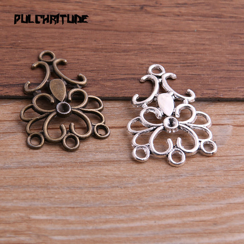  10pcs 25*36mm Two Color Zinc Alloy Necklace Charm Jewelry DIY Hollow Flower Connector Pendant Necklace ► Photo 1/5