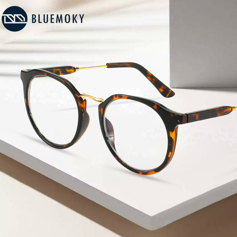 BLUEMOKY Anti Blue Light Blocking Glasses Frame for Women Men Round Gaming Computer Protection Eyeglasses Myopia Optical Eyewear ► Photo 1/6