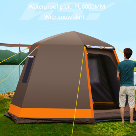 PU8000mm outdoor tent 3-4 people Fully automatic double-layer sunscreen anti-storm family camping thickened big tent ► Photo 1/6