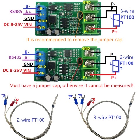 DC 12V PT100 RTD Converter RS485 Modbus Rtu Temperature Sensor ► Photo 1/6