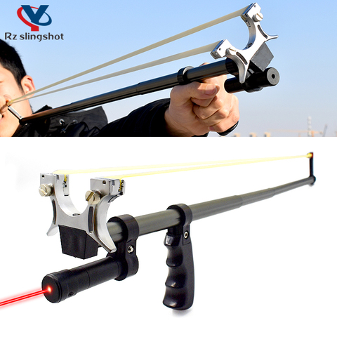 Laser Telescopic Rod Slingshot High Power Flat Rubber Band Slingshots Outdoor Hunting Catapult Playset for Kids Toys New ► Photo 1/6