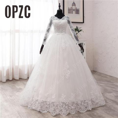 New Spring Lace Appliques Wedding Dresses Long Sleeve Vestidos De Novia  2022 White V-Neck Princess Bride Wedding Gowns Plus Size - Price history &  Review