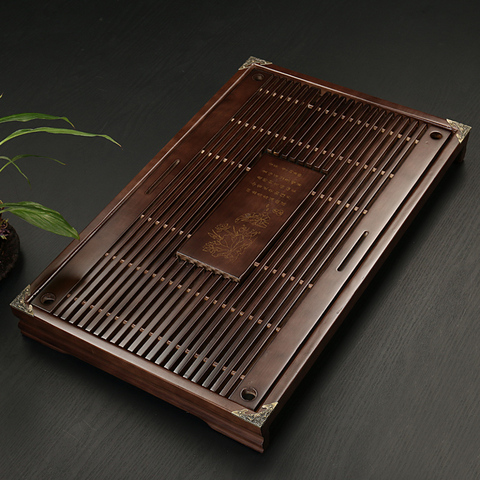Chinese Solid Wooden Tea Tray Teaware Kung Fu Tea Set Carving Table Drawer Type Storage Drainage Tea Board Vintage Home Decor ► Photo 1/6