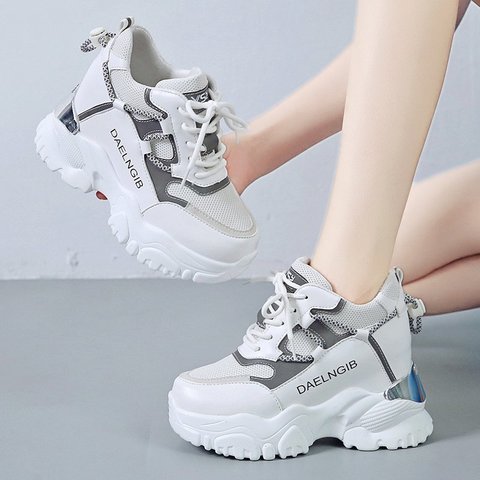 Women Chunky Sneakers Vulcanize Shoes 7cm High heels Fashion 2022 Autumn Female Platform Thick Sole Running Casual Shoe Woman ► Photo 1/6