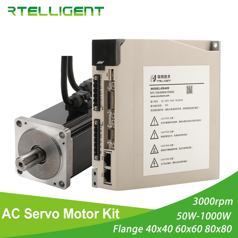 Rtelligent 2500 lead AC Servo Motor 100W 200W 400W 600W 750W 1000W  Permanent Magnet Matched Driver 3000RPM Encoder resolution ► Photo 1/6
