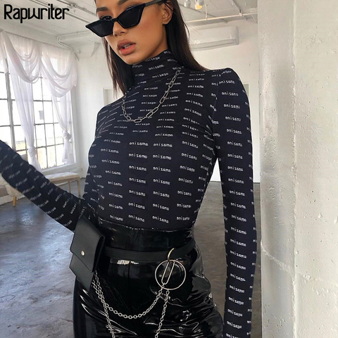 Long Sleeve Letter Print Bodysuits Women 2022 Casual O Neck Bodycon Slim  One-pieces Top Female Chic Streetwear High Waist Top - Bodysuits -  AliExpress