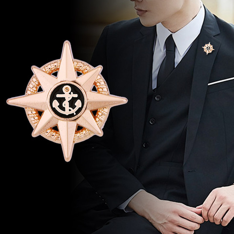 Vintage Anchor Star Brooch Pin Metal Pins and Brooches Men's Suit Shirt Badge Collar Clothing Brooches Jewelry Accessories Gifts ► Photo 1/6