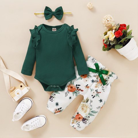 3Pcs Baby Girl Clothes Set Newborn Kids Clothing Childern Clothes