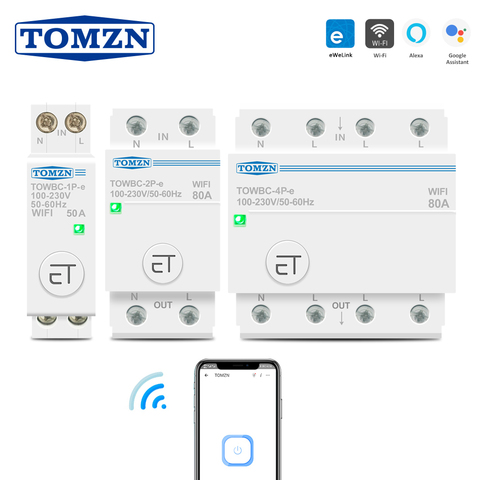 Din Rail WIFI Circuit Breaker Smart Switch Remote Voice Control by Ewelink APP for Smart Home TOMZN mcb timer 110V 220V 380V ► Photo 1/6