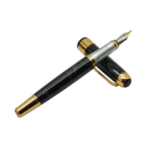 Hot Sale Jinhao 250 Black with White Line 1.0mm Curved Tip Calligraphy Pen Luxury Gold Clip Ink Fountain Pen Free Shipping ► Photo 1/1