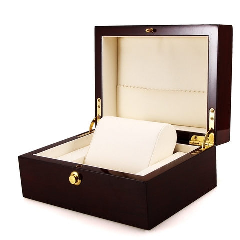 Large Size Wood Lacquered Glossy Single Watch Box with PU Leather Cushion ► Photo 1/6