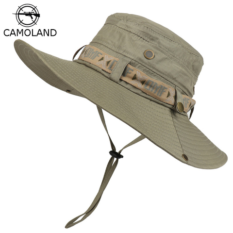 Men Wide Brim Sun Hat UV Protection Bucket Cap For Hiking Camping Fishing  Safari