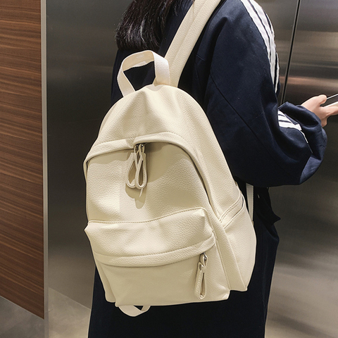 2022 Fashion Women Backpack High Quality Female Soft PU Leather School Bag For Teenage Girls Boys Travel Double Shoulder Bags ► Photo 1/6