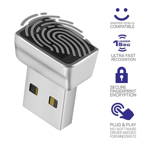 USB Fingerprint Reader For Windows 10 Hello, Biometric Scanner For Password-Free Login/Sign-In Lock/Unlock PC & Laptops ► Photo 1/6