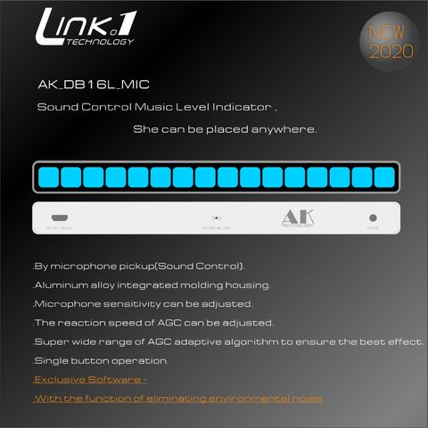 LINK1  Sound Control Music Level Indicator Mono Audio Music Spectrum Board AGC For MP3 VU Meter Amplifiers Speaker DC5V ► Photo 1/6