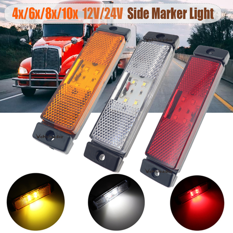 4/6/8/10x 12V 24V 4-LED Side Marker Lights Car Indicator Rear Light Turn Signal Tail Light Position Lamp Trailer Truck Van Lorry ► Photo 1/6