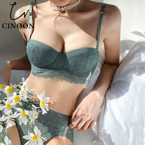 CINOON New Women underwear Set Lace Sexy Push-up Bra And Panty Sets Comfortable Brassiere Adjustable Straps Gathered Lingerie ► Photo 1/6
