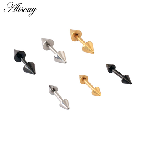 1Pair Fashion Punk Rock Rivet Spike Stainless Steel Mens Womens Stud Earrings ► Photo 1/6