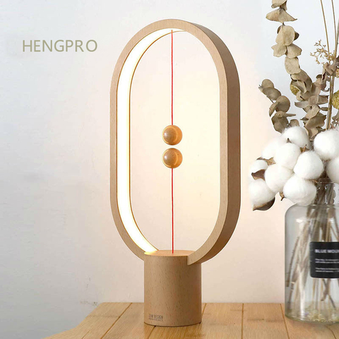 2022 Upgrade HENGPRO Balance Night Light Portable Ellipse Magnetic Mid-air Switch LED Desk Lamp Touch Dimming Home Decor ► Photo 1/6