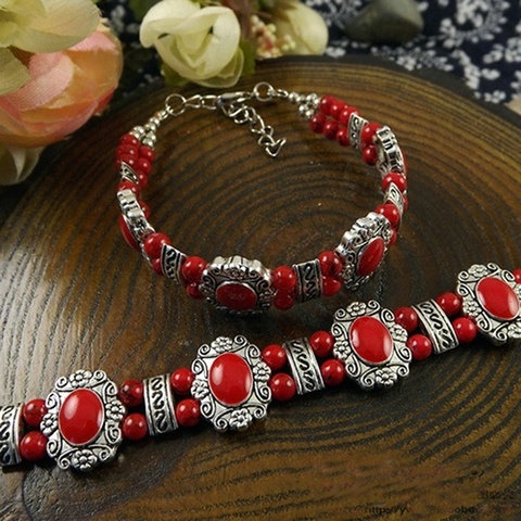 fashion Vinatage Retro Tibet Red Bead Boho Bracelet ► Photo 1/6