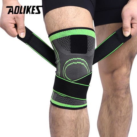 AOLIKES 1PC Sports Kneepad Men Pressurized Elastic Knee Pads Support Fitness Gear Basketball Volleyball Brace Protector ► Photo 1/6