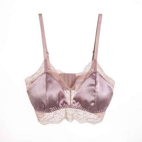 French 100% mulberry silk  bra underwear sexy lace spring and summer  padded Wireless seamless Female Everyday ► Photo 1/6
