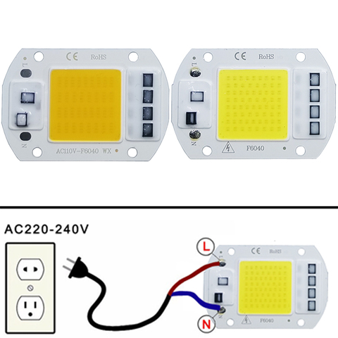 COB LED lamp Bead Chip AC 220V LED Bulb 10W 20W 30W 50W IP65 High Power Smart IC DIY Flood light Bulb Spotlight Outdoor Chip ► Photo 1/5