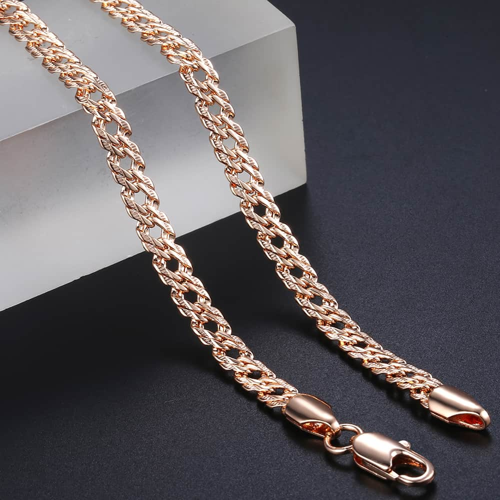 Rose Gold Necklace For Women Cuban Link Chain 585 Rose Gold Filled Womens Necklaces Chain Jewelry 5mm 50cm 55cm 60cm Dlgn453 Price History Review Aliexpress Seller Davieslee Franchised Store Alitools Io