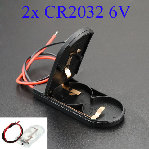 YuXi 1pc Hold 2x CR2032 Button Coin Cell Battery Holder Case Storage Black Box 6V Wire Lead ON/OFF Switch ► Photo 1/3