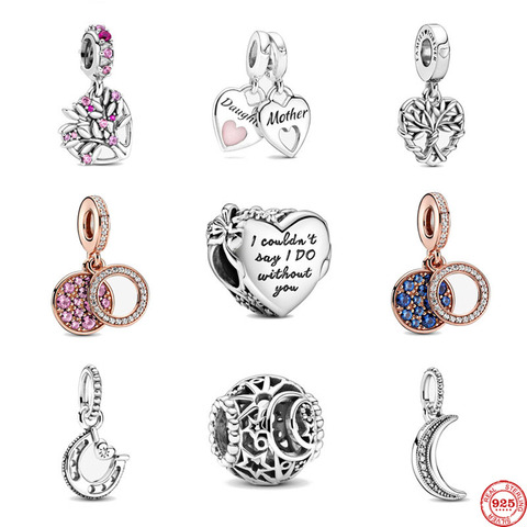 New blue green Pink Heart Family Tree Dangle Openwork Sun, Stars & Moon diy Bead fit original Pandora charms silver 925 Bracelet ► Photo 1/6