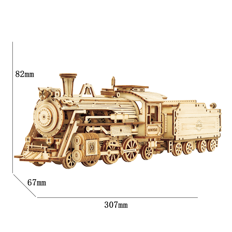 Robotime Laser Cut Train Model Kits 3D Wooden Puzzle 308pcs Toy for Kids Teens 
