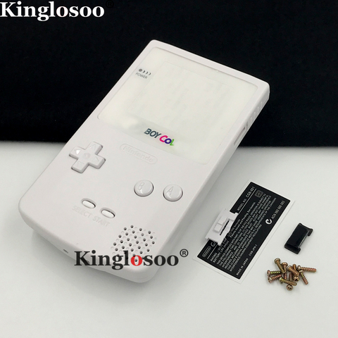 White Full housing shell case replacement for Nintendo Gameboy Color GBC w/ rubber pad buttons glass lens ► Photo 1/6