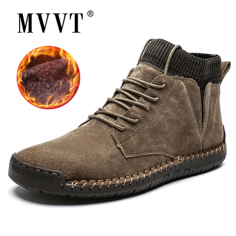 Faux Suede Leather Men Boots Fashion Warm Winter Snow boots Breathable Winter Shoes Men Ankle Boots Fur Man Shoes ► Photo 1/6