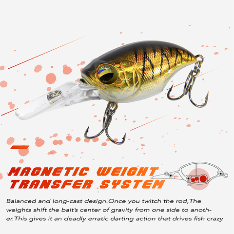 Banshee 11g 47mm Black Minnow Wobblers Pike Fishing Lure Artificial Bait Hard Swimbait Crankbait Fsihing Tackle bait Long Tongue ► Photo 1/6