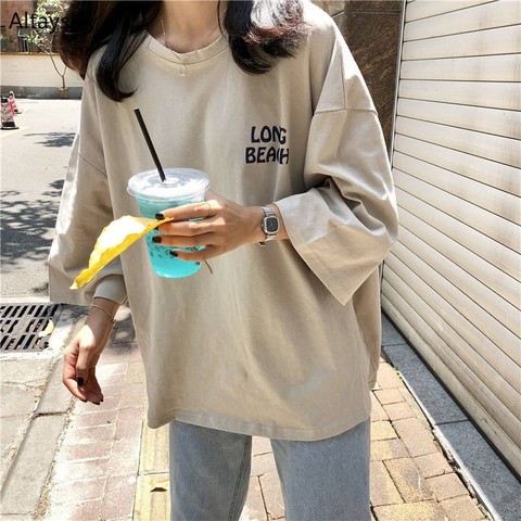 T-shirts Women Students Girls Korean Style Loose All-match Summer Ulzzang Harajuku Half O-Neck Casual Clothing 2022 Lovely Retro ► Photo 1/6