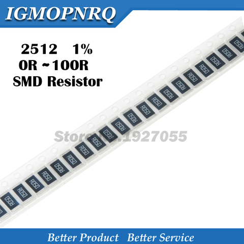 50Pcs 2512 SMD fixed resistor 1%  0.1R 0.01R 0.05R 0.001R 0.33R 1R 0R 10R 100R 0.001 0.01 0.1 0.33 0.05 0 10 100 ohm 2512-1R ► Photo 1/1