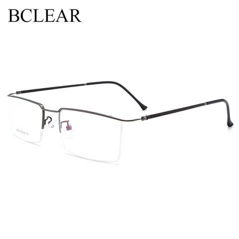 BCLEAR Titanium Alloy Slim Glasses Frame Men Ultralight Square Myopia Prescription Eyeglasses Metal Half Rimless Optical Eyewear ► Photo 1/6