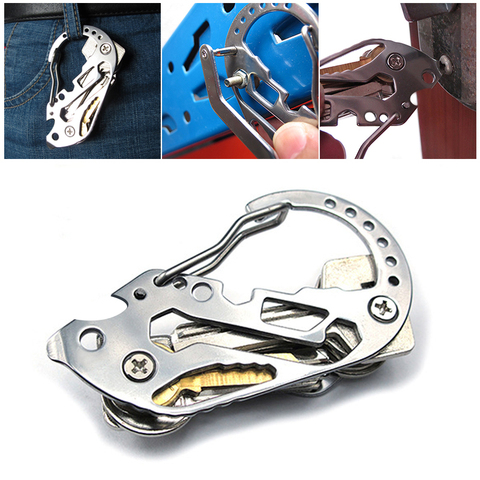 Pocket Stainless Steel Key Chains Multi Tools Outdoor Camping Keychain Carabiner Portable ► Photo 1/6