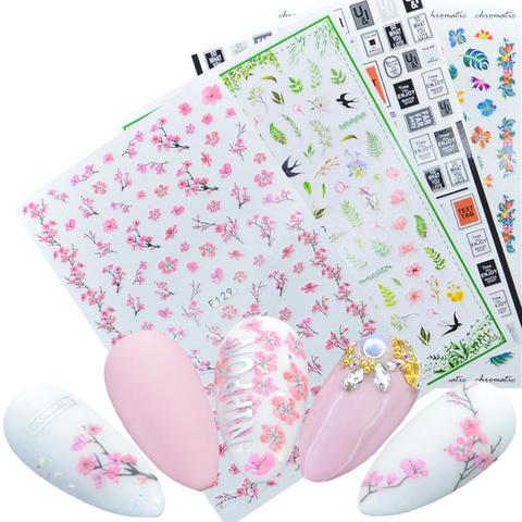 1 Sheet Beautiful Sakura Cherry Blossoms Flower Butterfly Designs Adhesive Nail Art Stickers Decorations DIY Tips ► Photo 1/6
