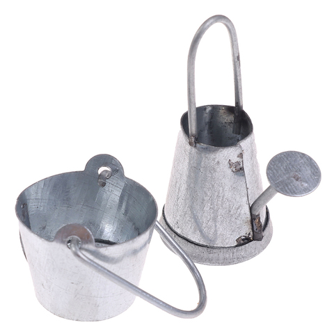 2pcs/set 1:12 Dollhouse Miniature Metal Water Bucket Kettle Model Furniture Toys ► Photo 1/6