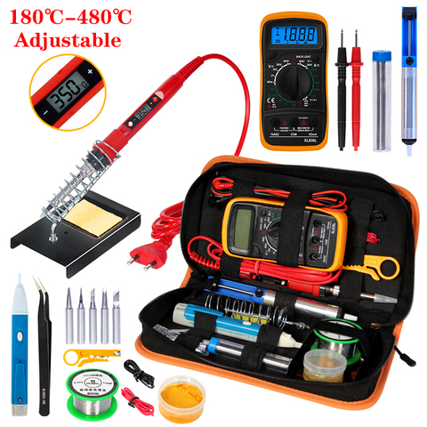 Temperature Electric Soldering Iron Kit 110V 220V 80W Soldering Iron kit With XL830L Multimeter  Welding Tool Kit ► Photo 1/6